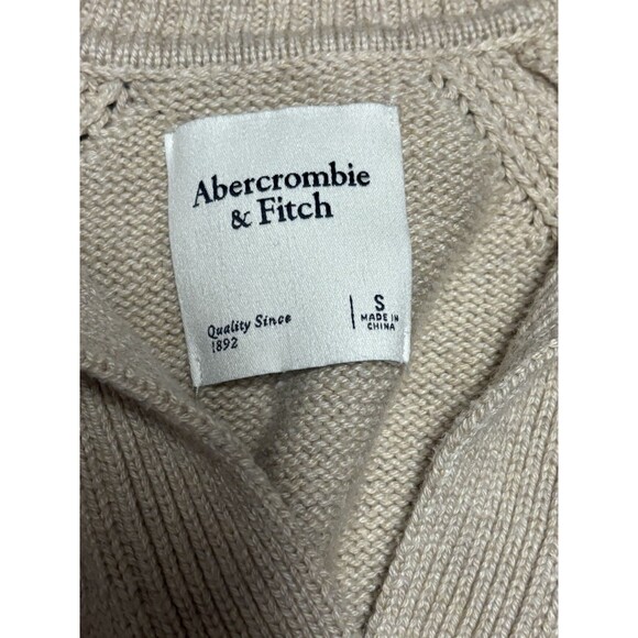 Abercrombie & Fitch Notch Neck Sweater Knit Women's Small Pullover, Beige - Picture 3 of 9